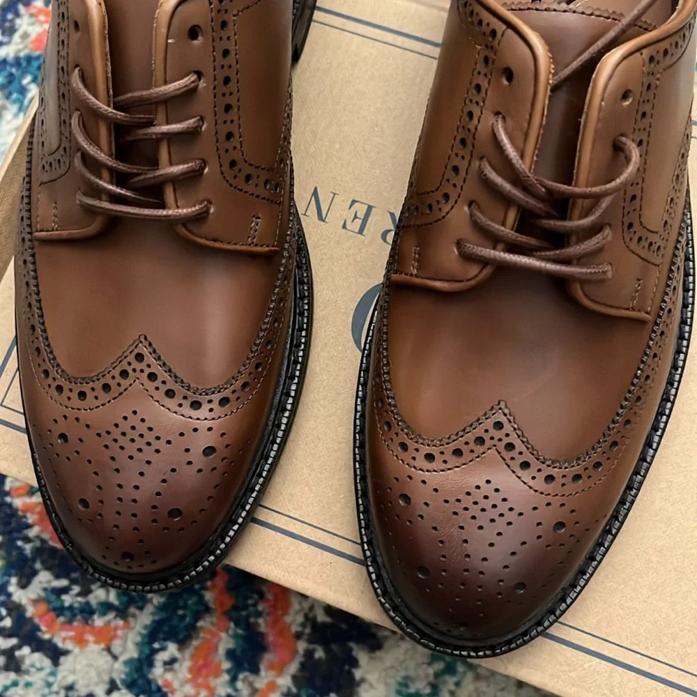 Polo Ralph Lauren Men’s Chestnut Brown Wingtip Oxfords Asher Wingtip Size 7 - Picture 6 of 7
